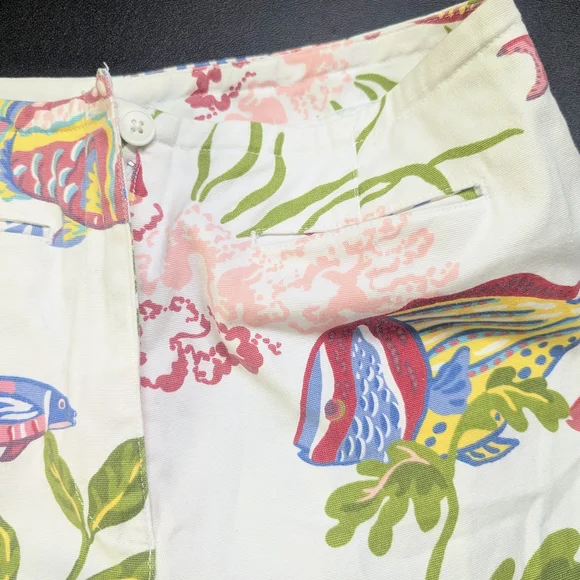 Talbots Petites Stretch Tropical Fish Print Pants – Size 4 - Picture 6 of 10